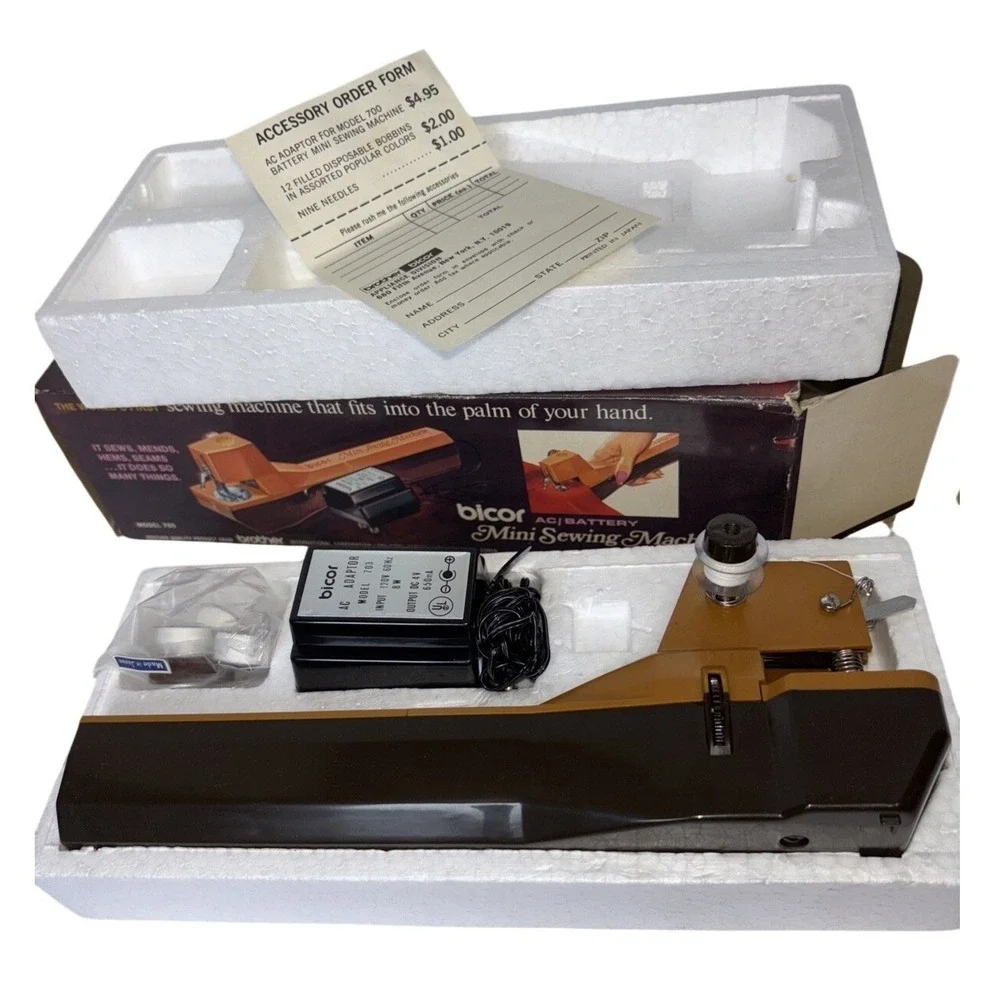 Vintage Bicor Mini Sewing Machine Model 705 Handheld Portable Brother‎ AC/DC